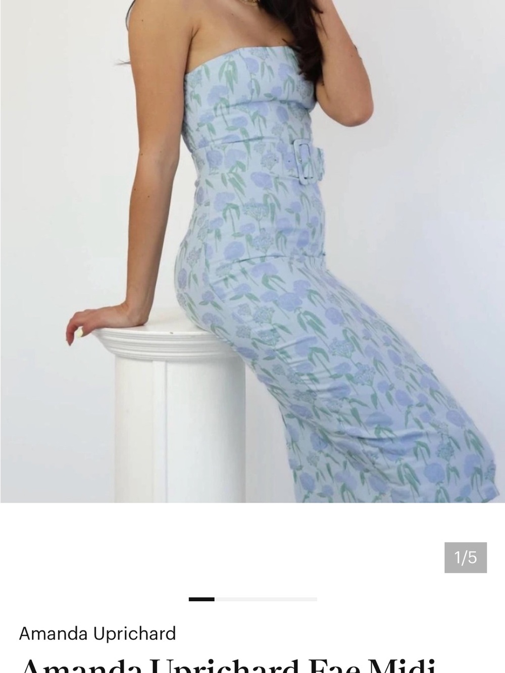 Amanda Uprichard Fae Midi Dress in Flores Brocade with belted - Picture 2 of 3